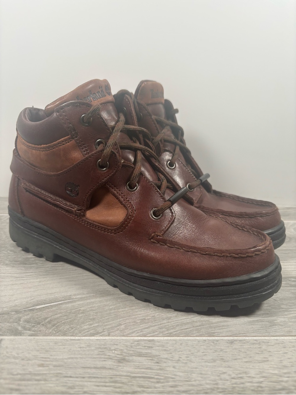 Vintage Timberland Gore-Tex Leather Moc Toe Ankle Boots Brown 7.5M 38345
